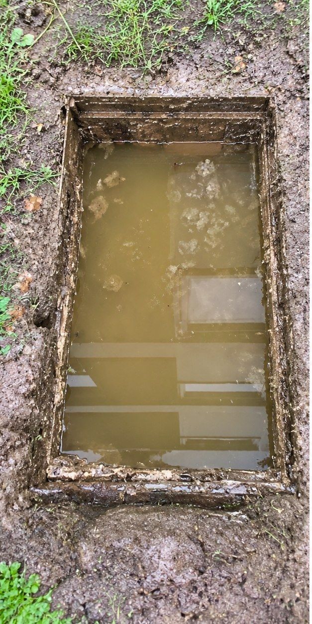 Blocked drain chamber before clearing
