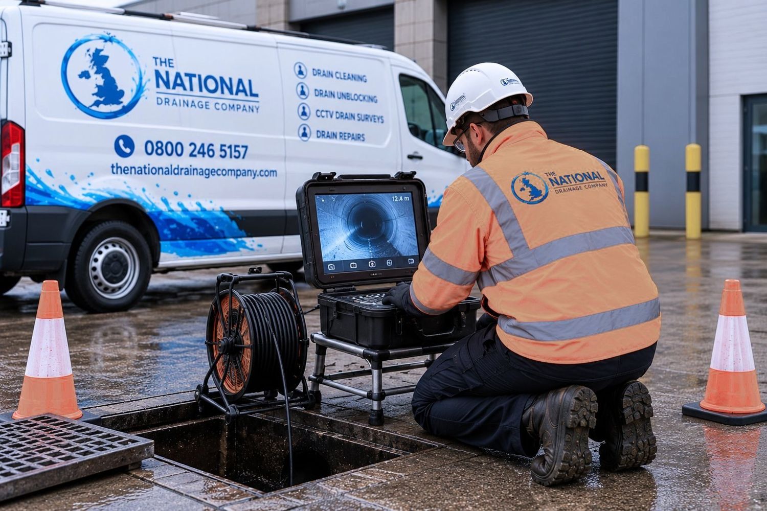 CCTV drain survey in progress