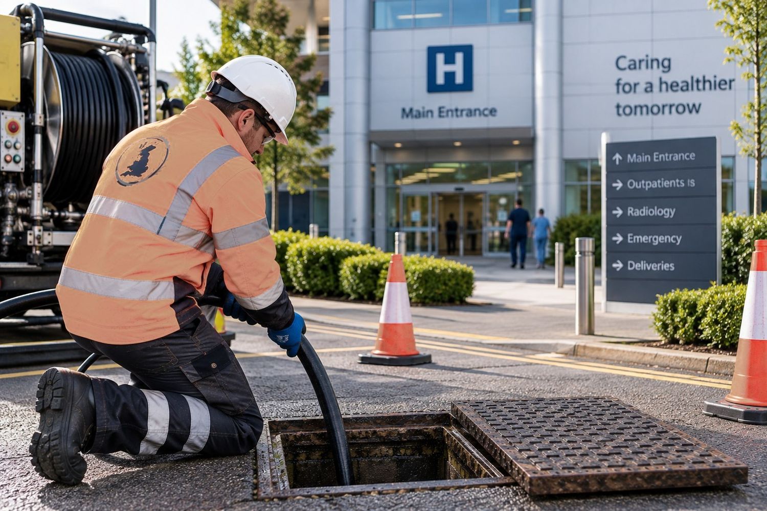 Drainage maintenance at a hospital